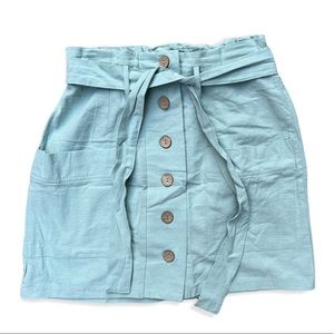 Hesperus mini skirt cotton belted and button up elastic waist band with pockets